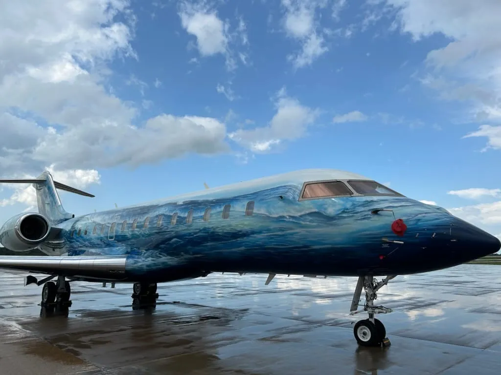 Parked jet in dazzle scheme
